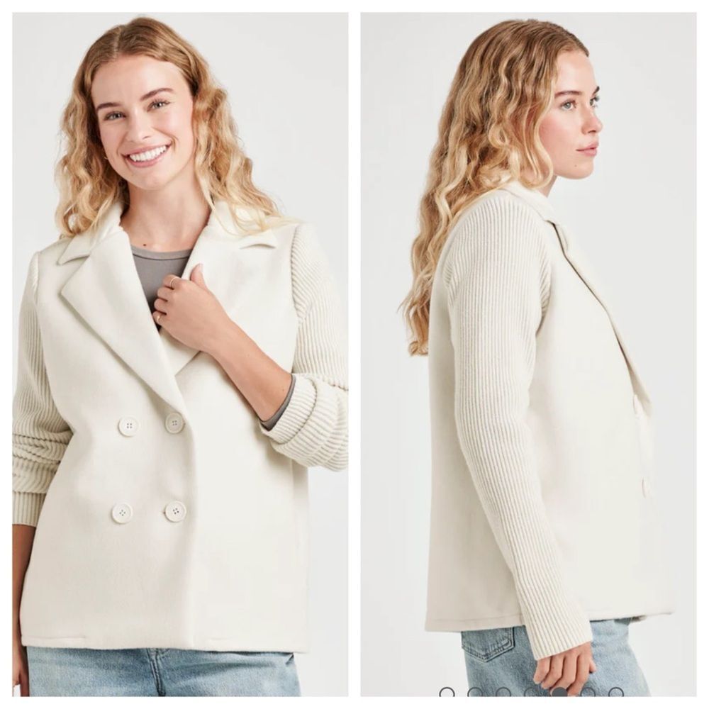 Splendid Singrid Stylish Cream Double-Breasted Jacket. Size XL. NWT.